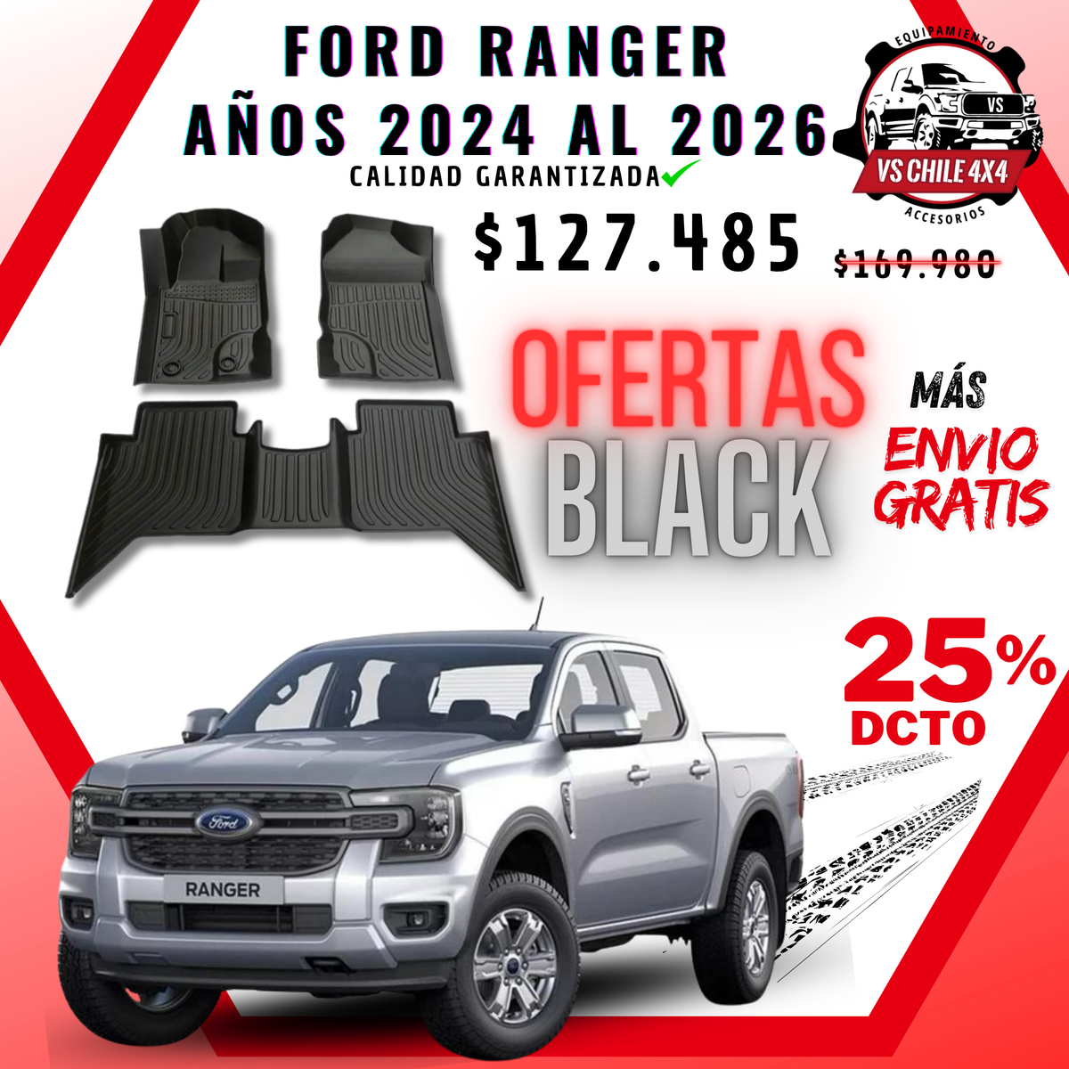 Pisos Calce Perfecto Ford Ranger T9 (2024 - 2026)