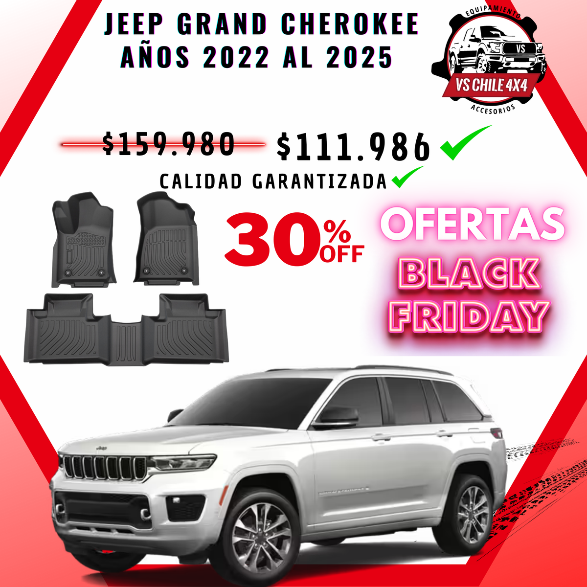 Pisos de Calce Perfecto para Jeep Grand Cherokee 2022 a 2025 (2 Filas)