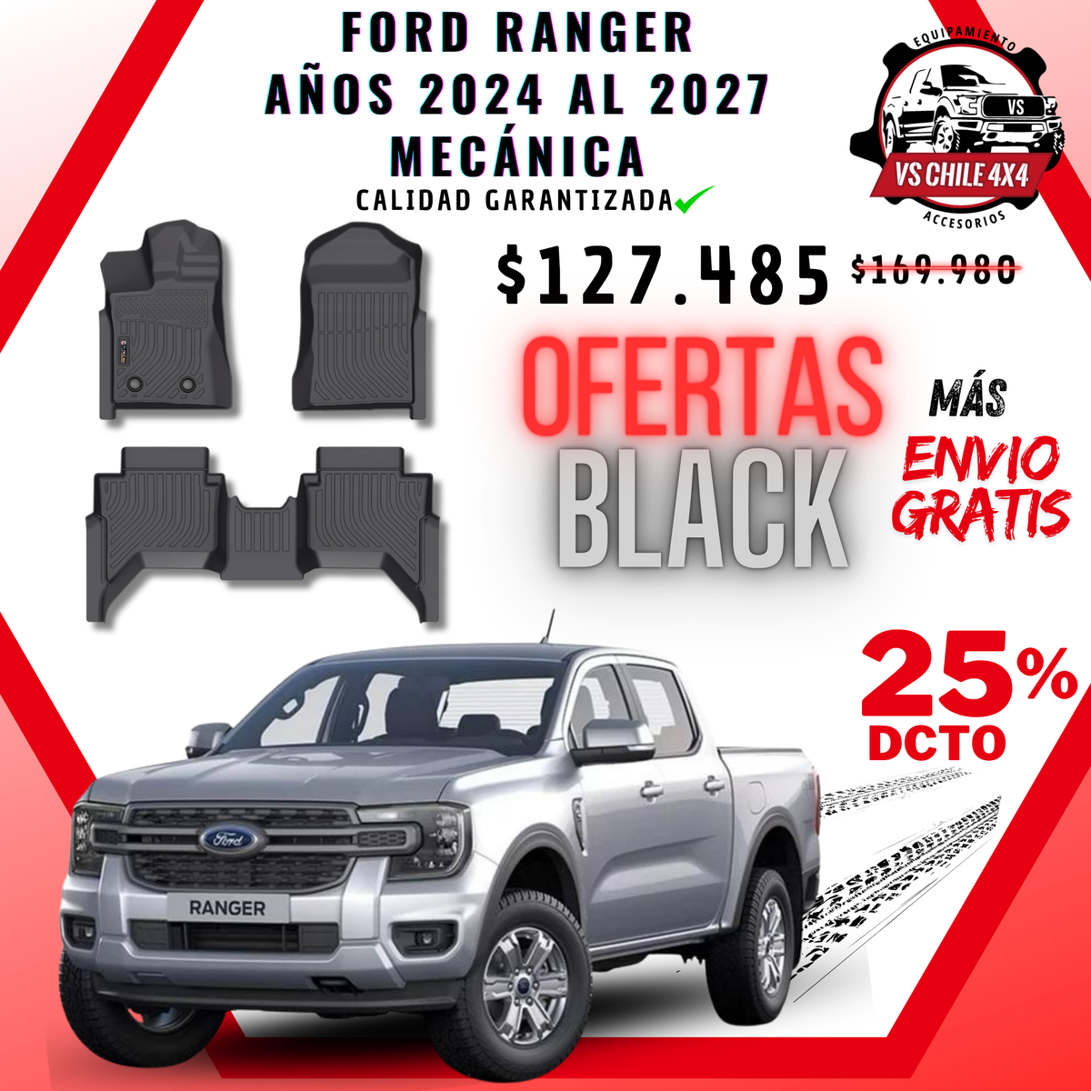 Pisos Calce Perfecto Ford Ranger T9 (2024 - 2027) Mecanica