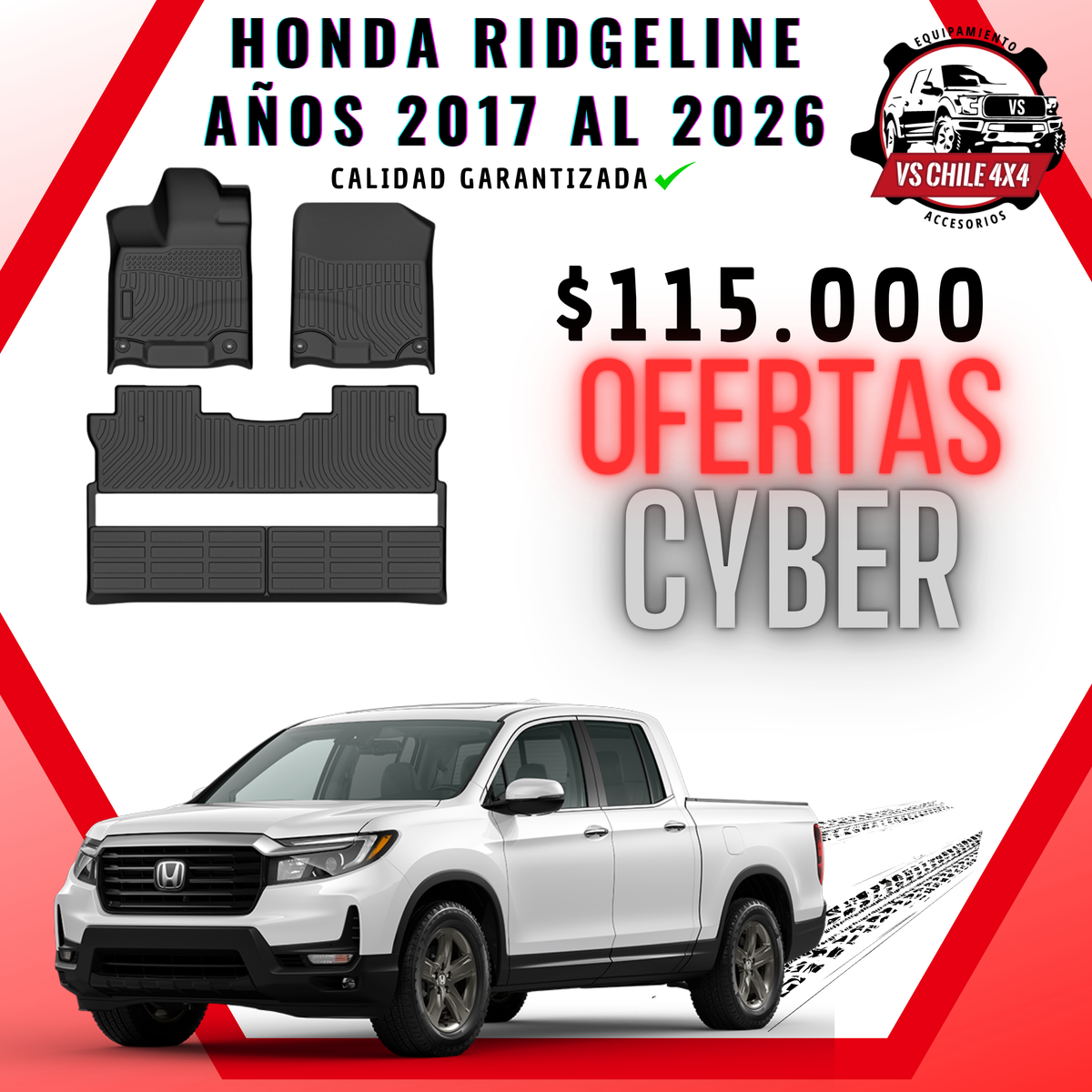Pisos Calce Perfecto Honda Ridgeline (2017 - 2026)
