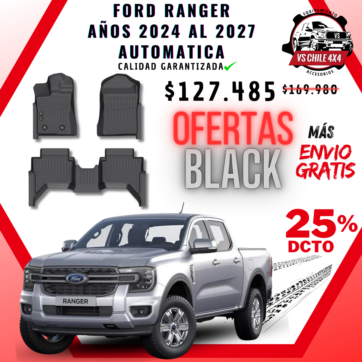Pisos Calce Perfecto Ford Ranger T9 (2024 - 2027) Automatica