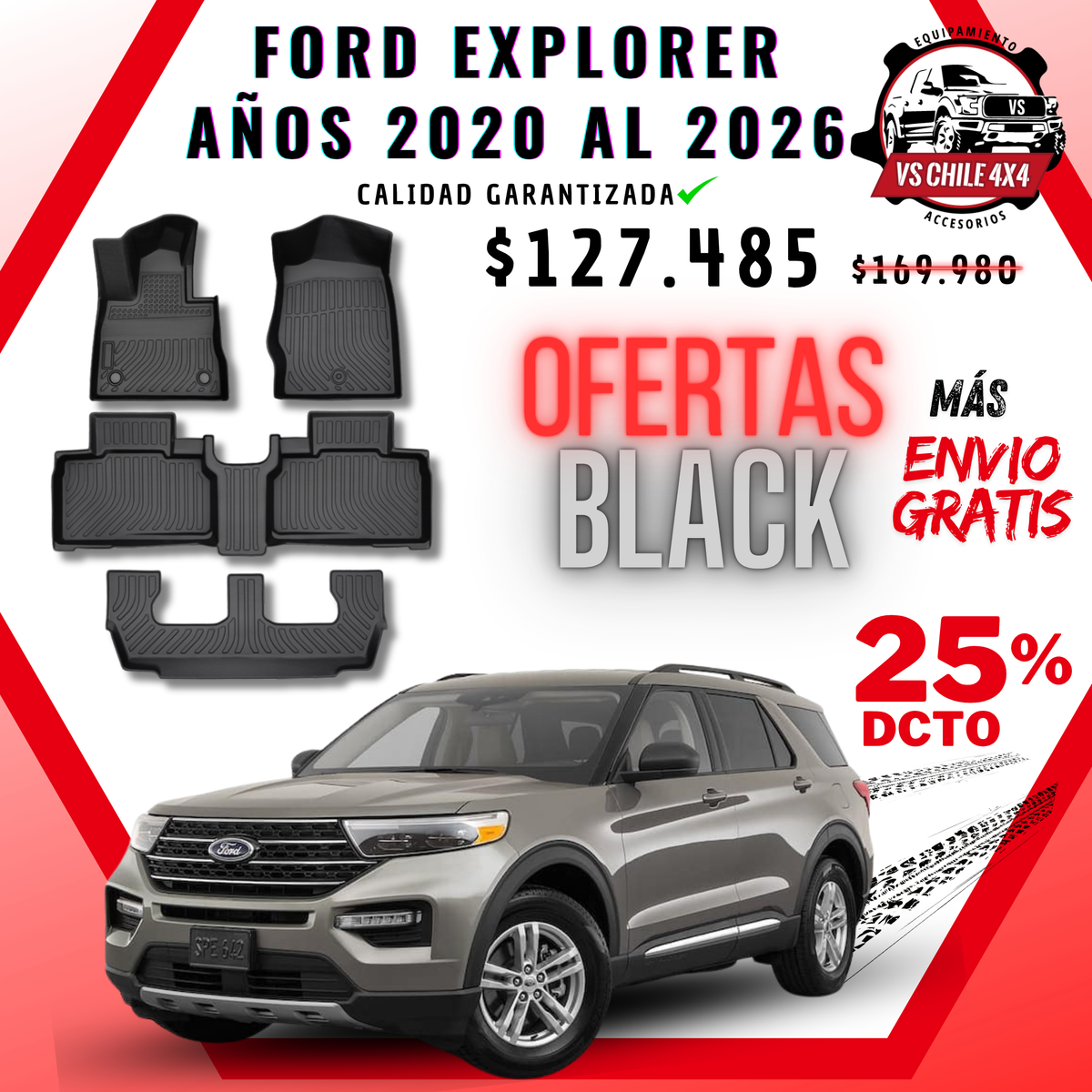 Pisos Calce Perfecto Ford Explorer 3 Corridas (2020 - 2026)