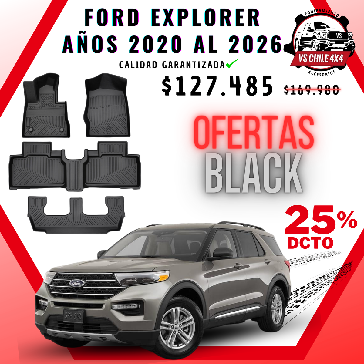 Pisos Calce Perfecto Ford Explorer 3 Corridas (2020 - 2026)