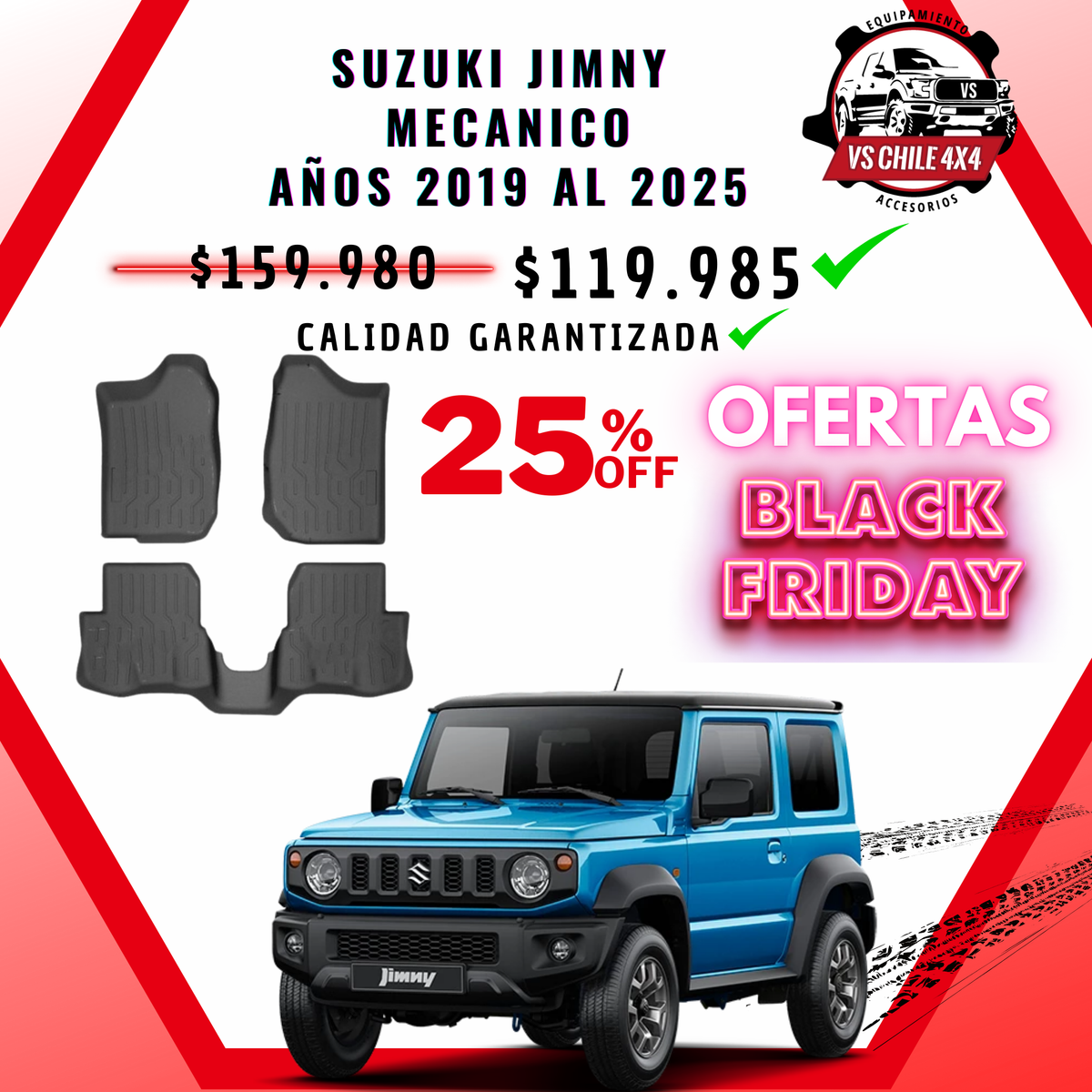 Pisos Calce Perfecto Suzuki Jimny Mecanico 3 Puertas 2019 al 2025