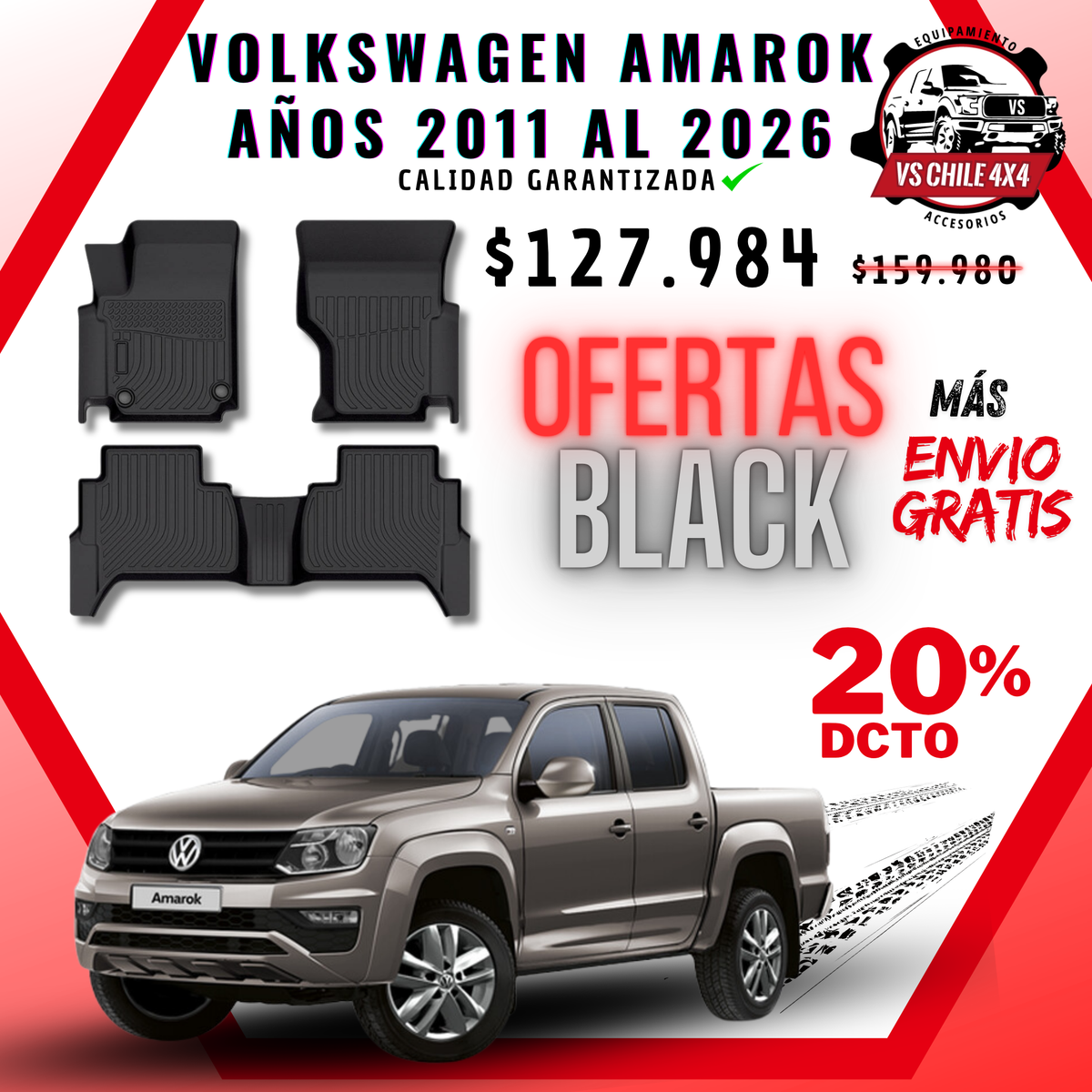 Pisos Calce Perfecto Volkswagen Amarok años 2011 al 2026