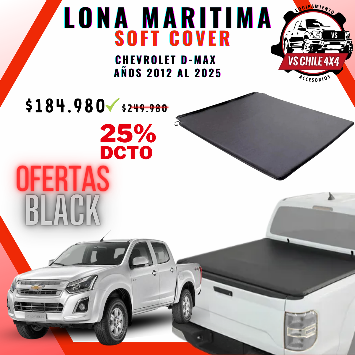 LONA MARÍTIMA PARA CHEVROLET D-MAX (Años 2012 al 2025)