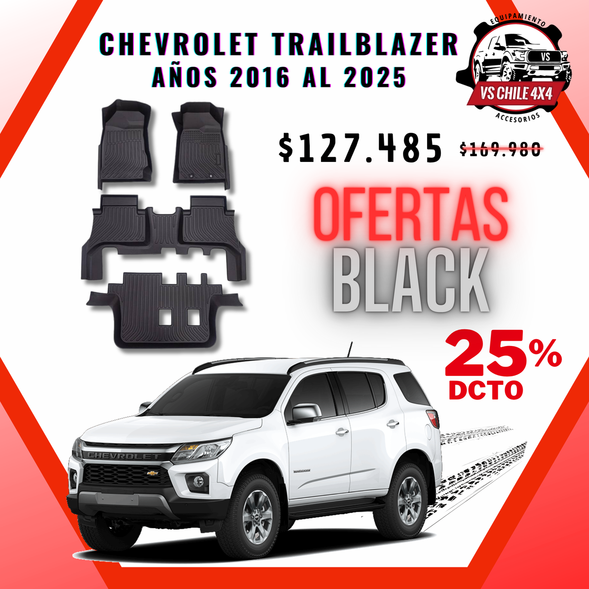 Pisos Calce Perfecto CHEVROLET TRAILBLAZER años 2016 al 2025