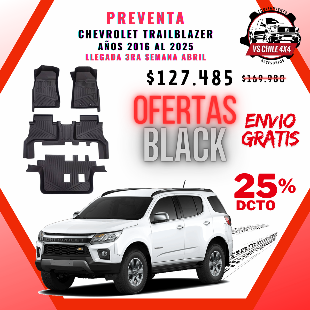 (PREVENTA) Pisos Calce Perfecto CHEVROLET TRAILBLAZER años 2016 al 2025