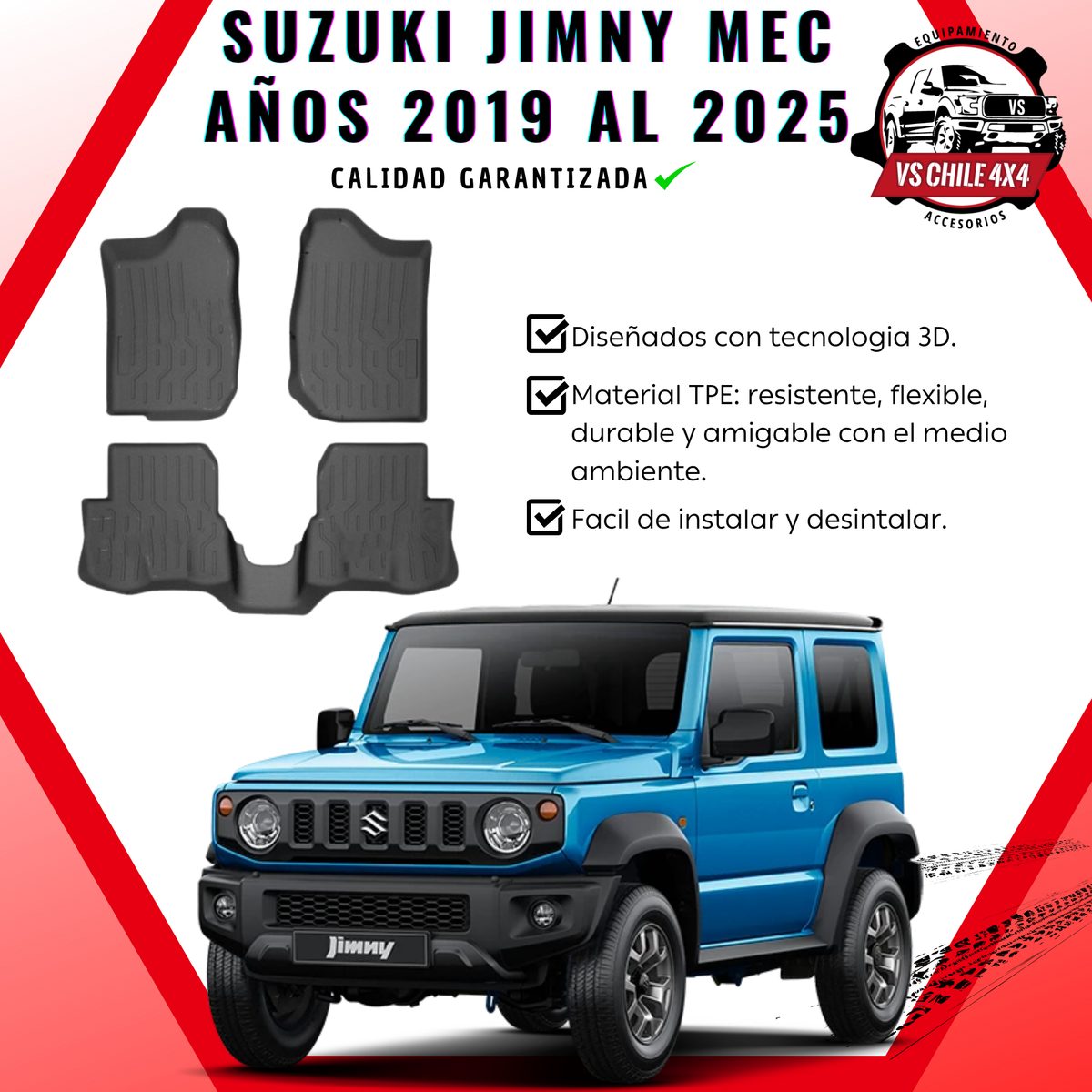 Pisos Calce Perfecto Suzuki Jimny Mecanico 3 Puertas 2019 al 2025