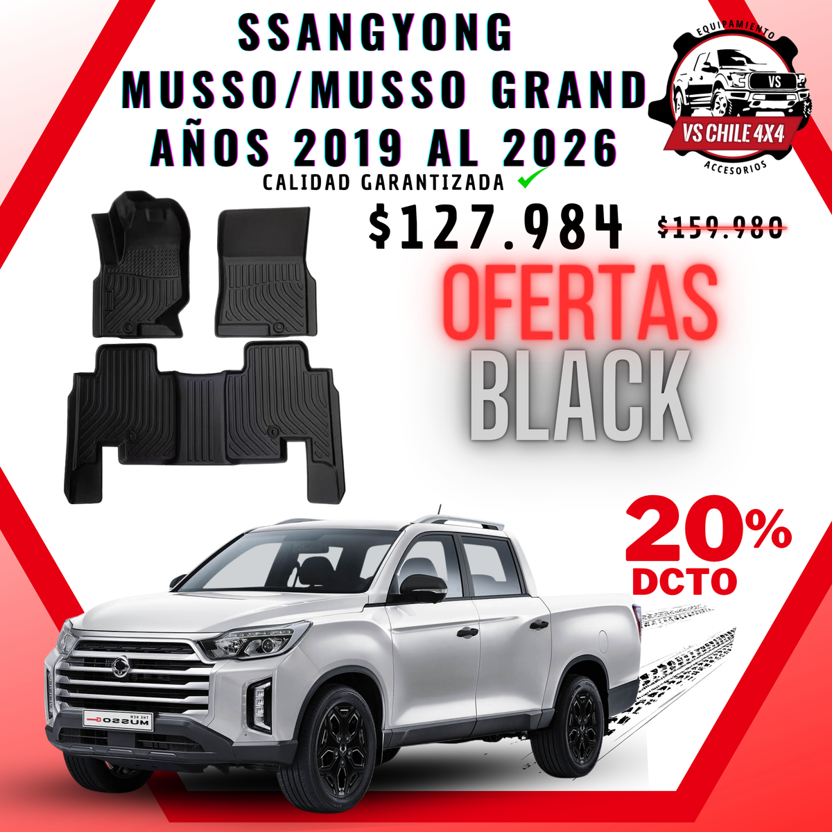 Pisos Calce Perfecto SsangYong Musso / Musso Grand 2019 al 2026