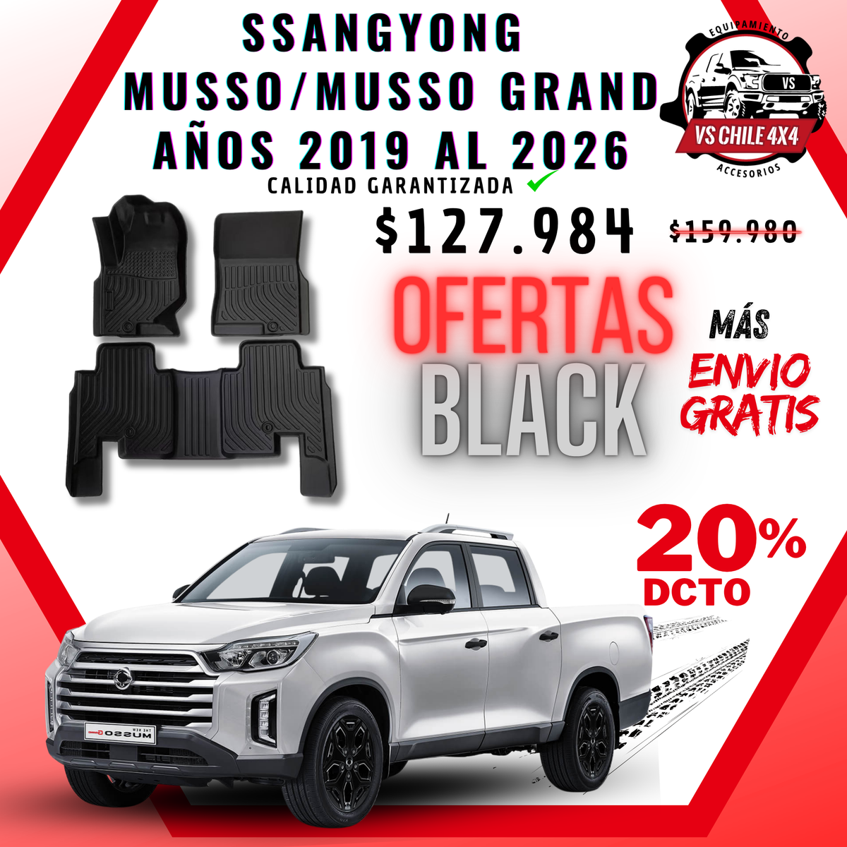 Pisos Calce Perfecto SsangYong Musso / Musso Grand 2019 al 2026