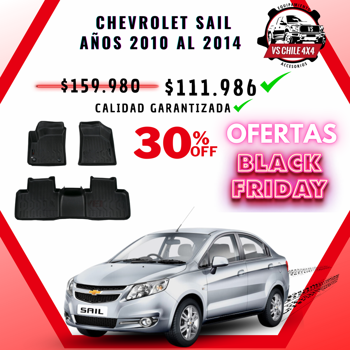 Pisos Calce Perfecto CHEVROLET SAIL años 2010 al 2014