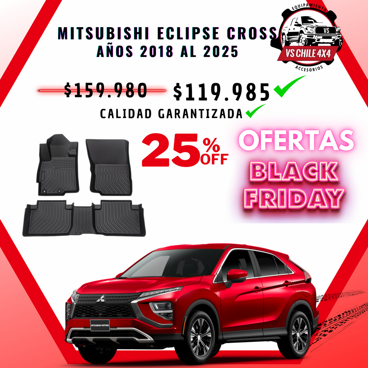Pisos de Calce Perfecto Mitsubishi Eclipse Cross (2018–2025) — TPE 3D Premium
