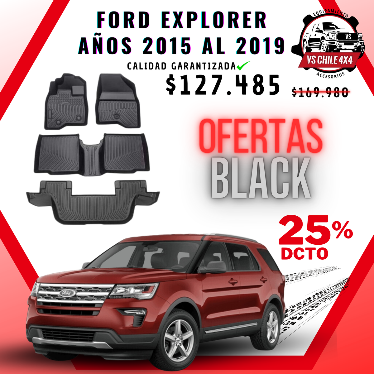 Pisos Calce Perfecto FORD EXPLORER años 2015 al 2019