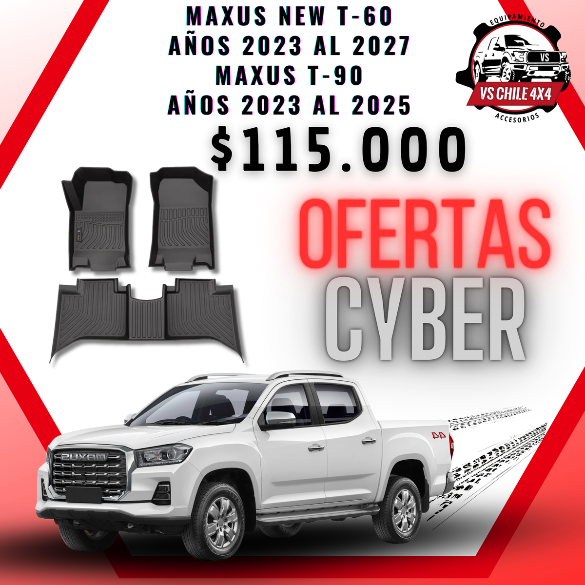 Pisos Calce Perfecto Maxus New T60 (años 2023 - 2027) Maxus T90 Doble (2023 - 2025)