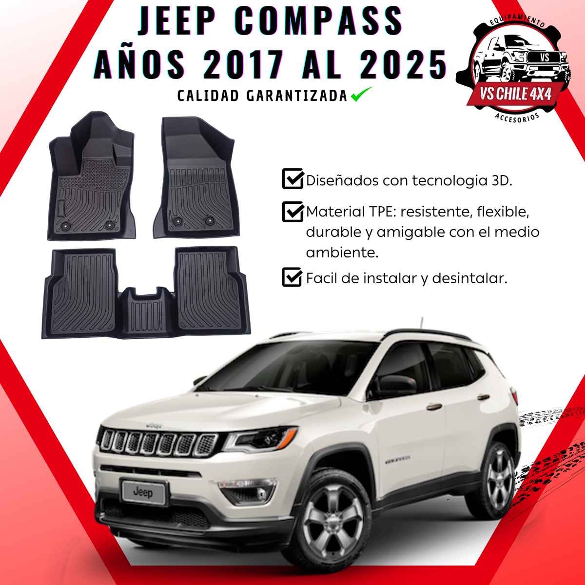 Pisos Calce Perfecto JEEP Compass 2017 al 2025