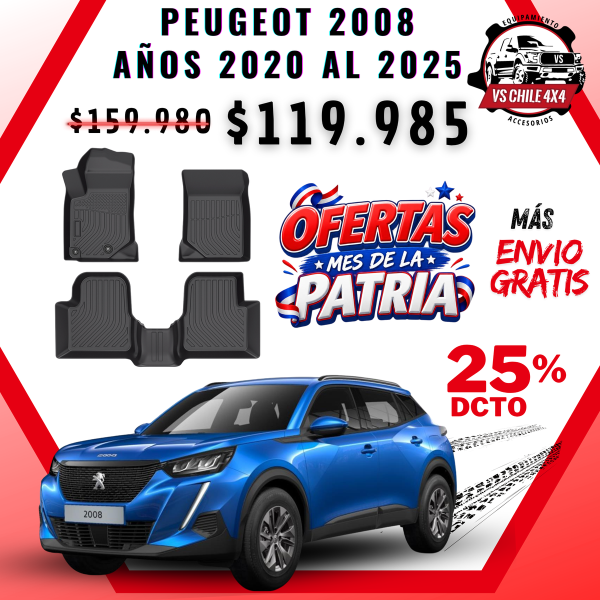 Pisos Calce Perfecto PEUGEOT 2008 años 2020 al 2025