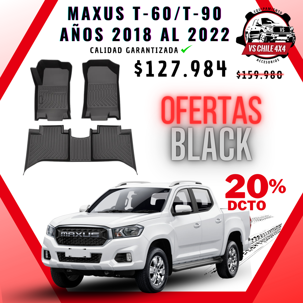Pisos Calce Perfecto Maxus T60 / T90 Doble Cabina (2018 - 2022)