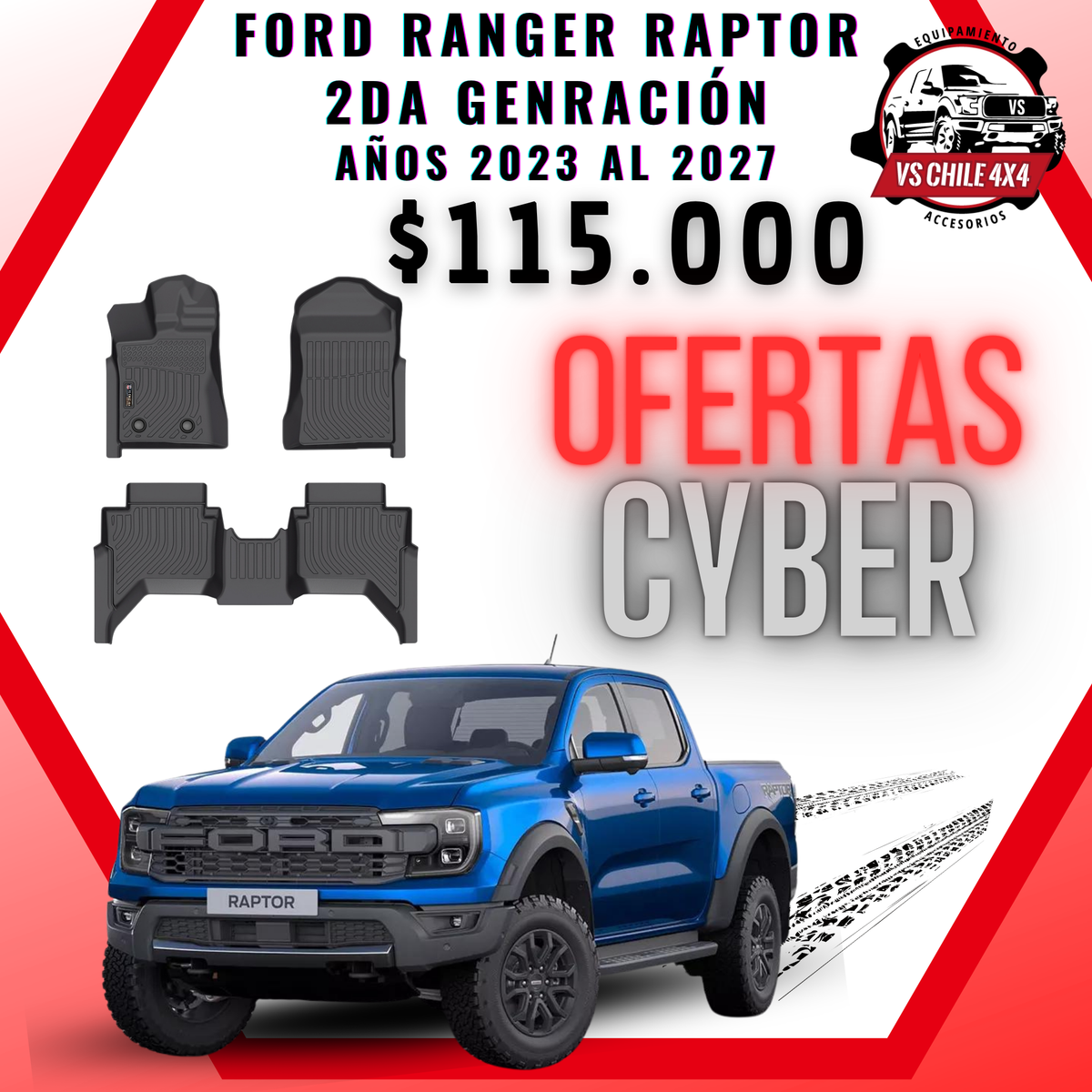 Pisos Calce Perfecto Ford Ranger Raptor 2da Gen (2023 - 2027)