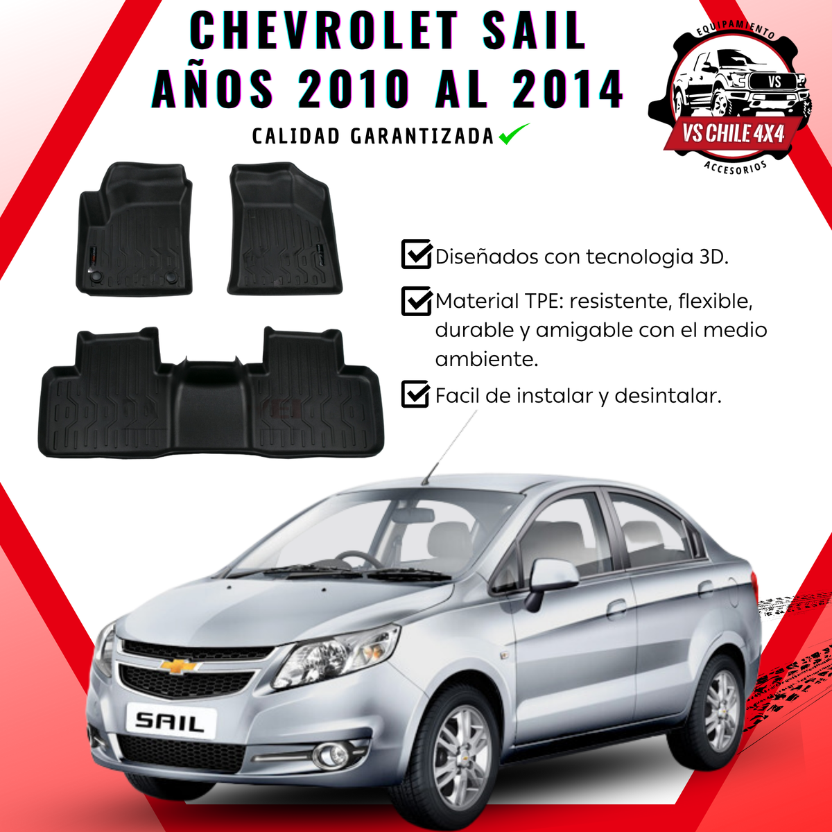 Pisos Calce Perfecto CHEVROLET SAIL años 2010 al 2014