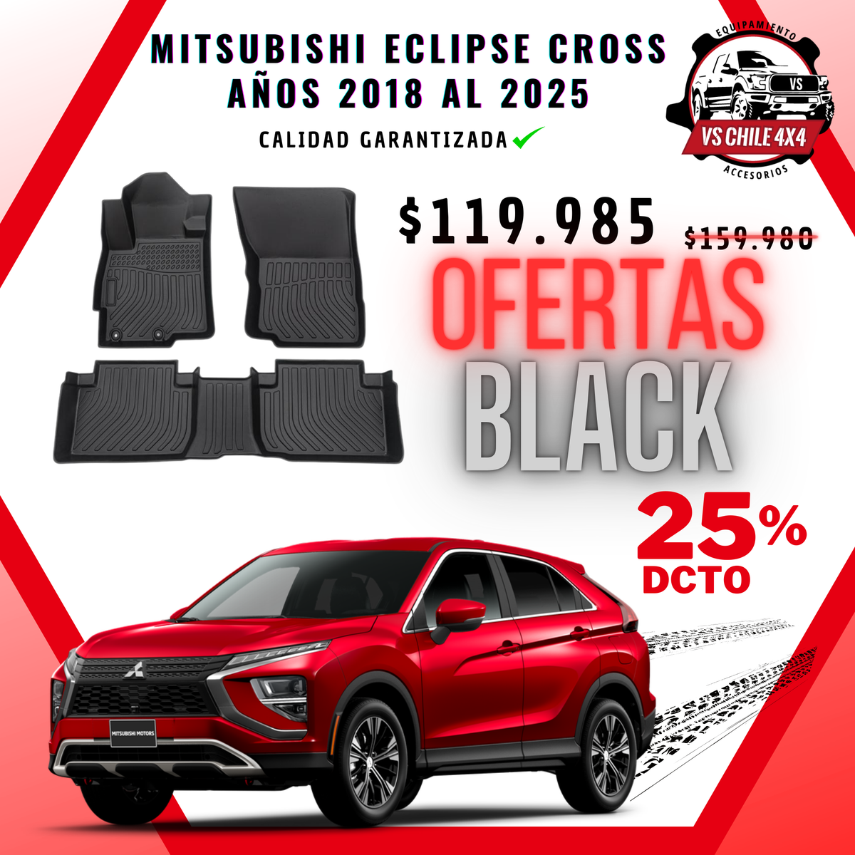 Pisos de Calce Perfecto Mitsubishi Eclipse Cross (2018–2025) — TPE 3D Premium