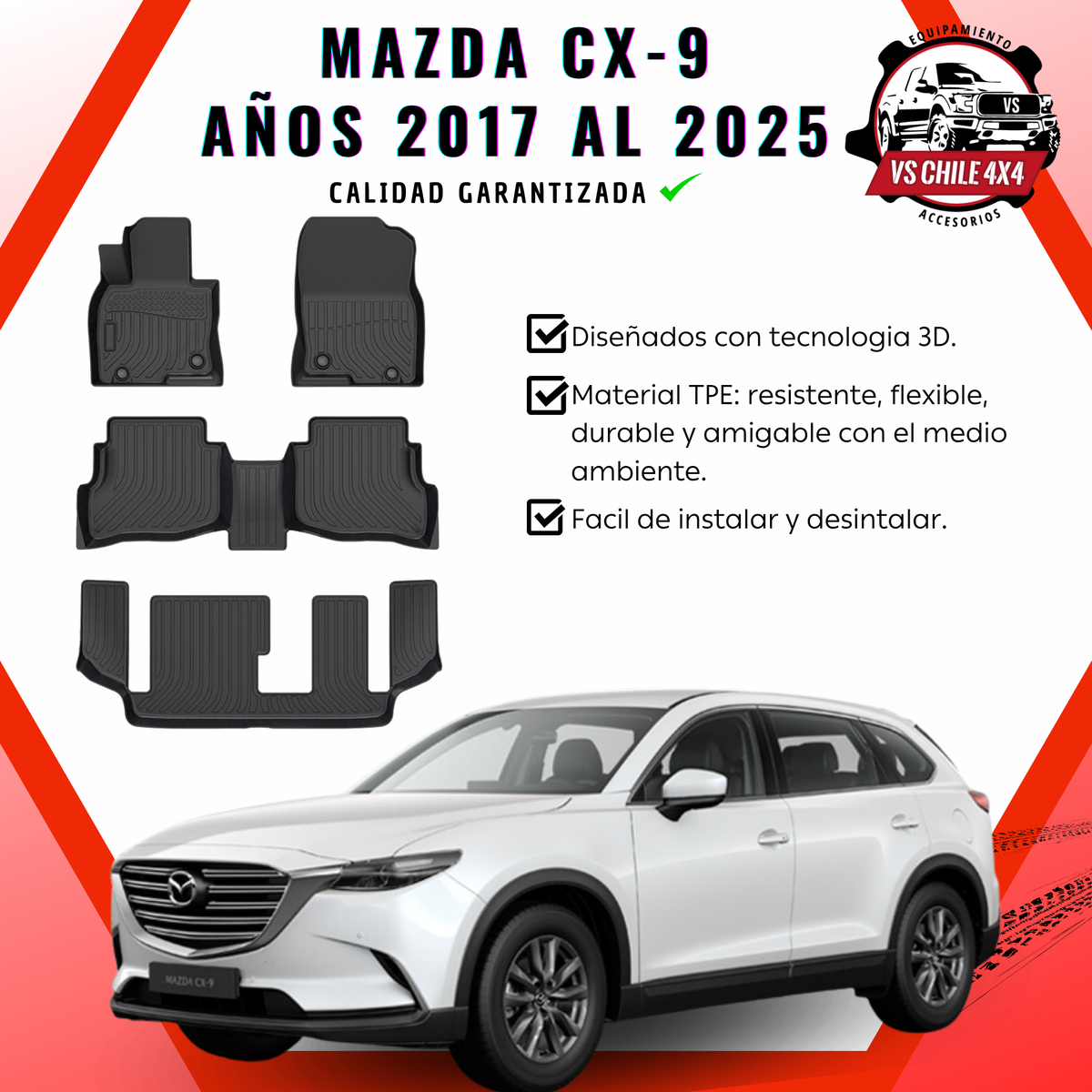 Pisos Calce Perfecto Mazda CX9 CX-9 2017 al 2025