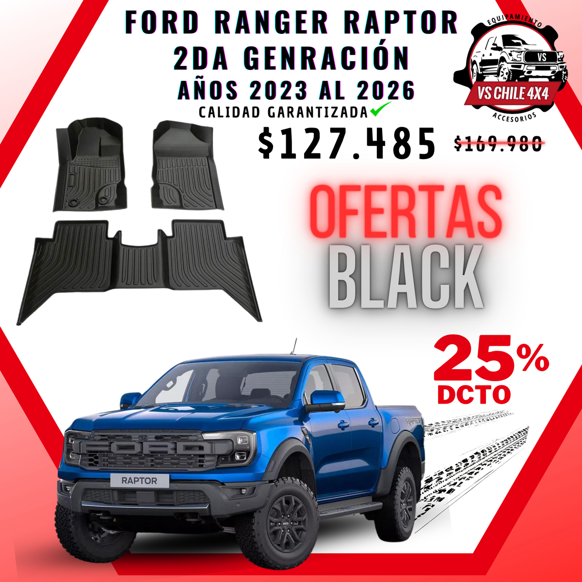 Pisos Calce Perfecto Ford Ranger Raptor 2da Gen (2023 - 2026)