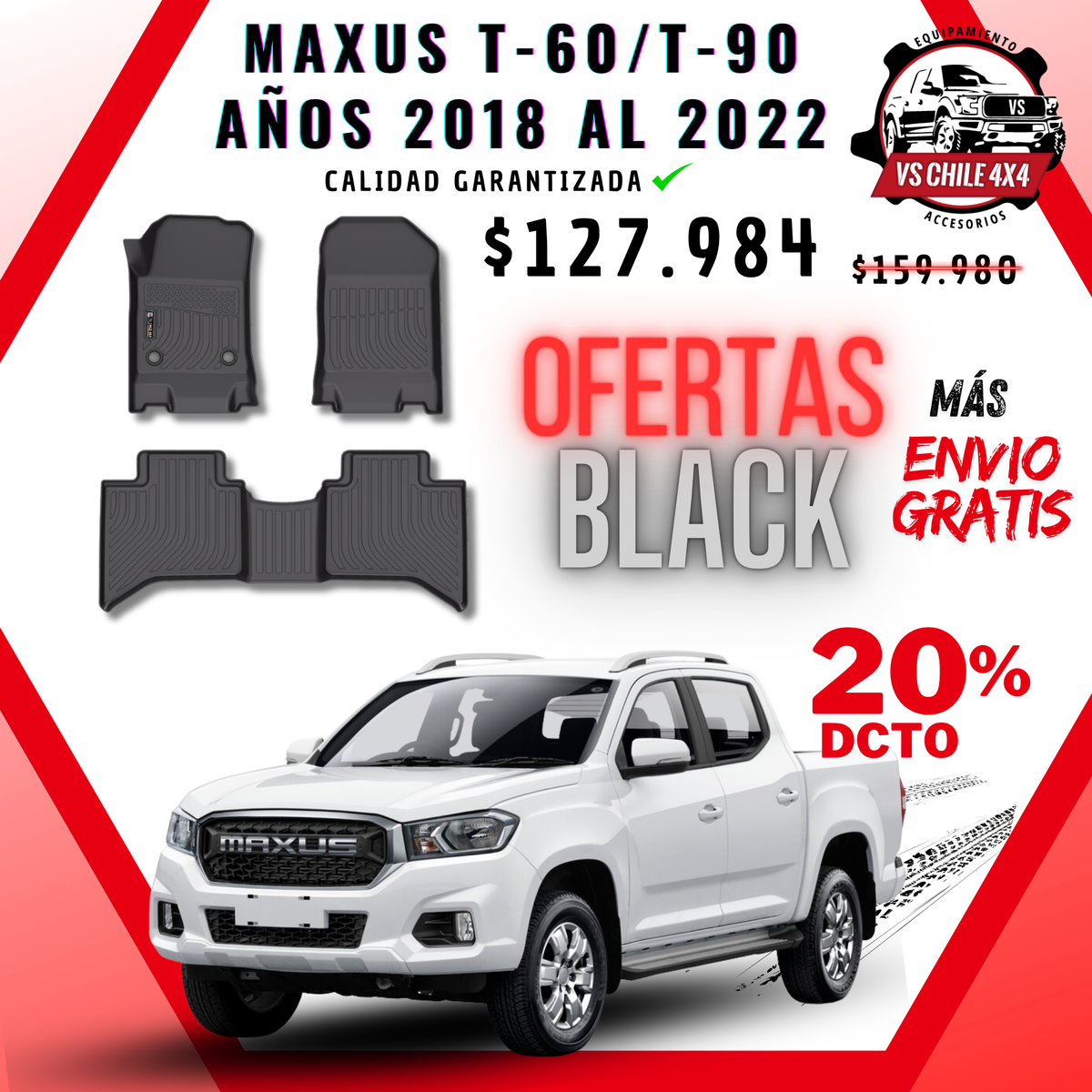 Pisos Calce Perfecto Maxus T60 / T90 Doble Cabina (2018 - 2022)