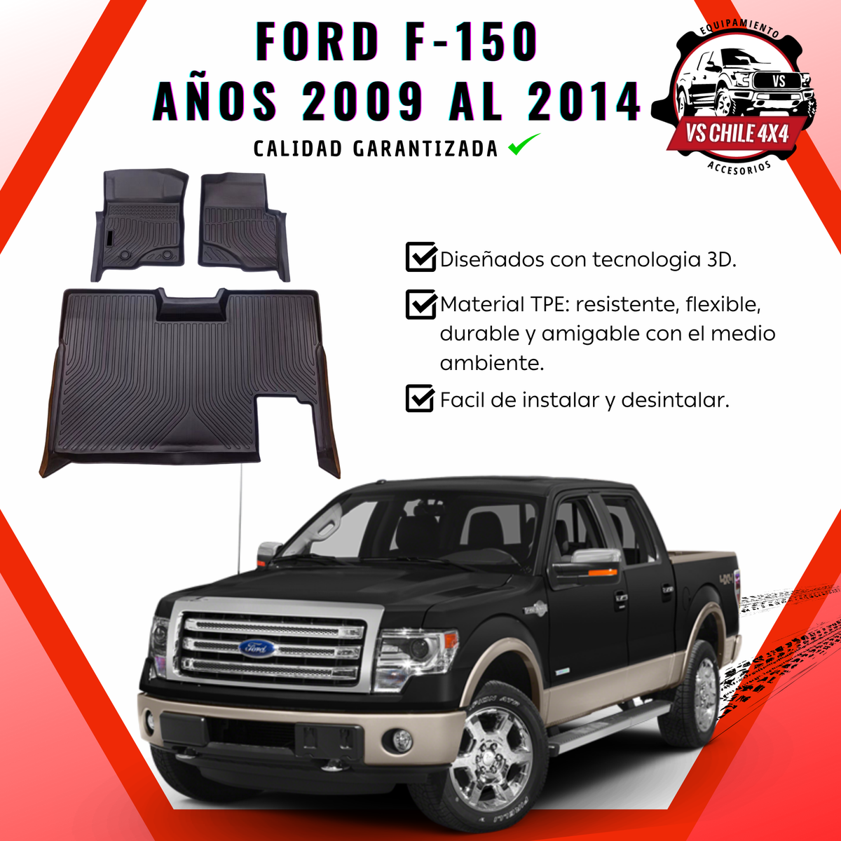 Pisos Calce Perfecto Ford F150 Doble Cabina (2009 - 2014)