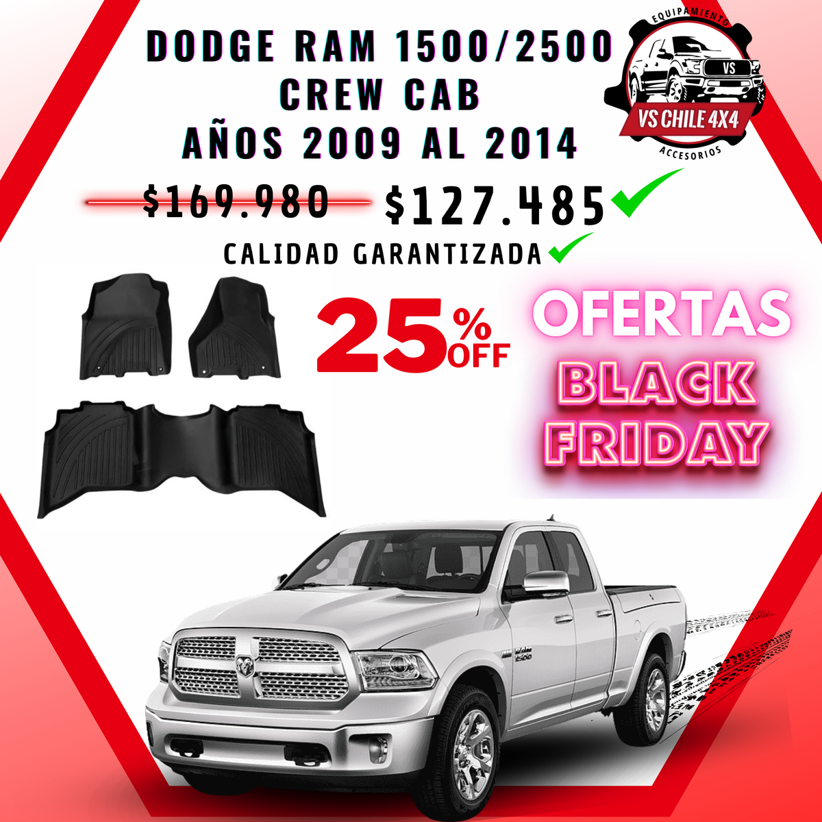 Pisos Calce Perfecto DODGE RAM 1500 (CREW CAB) años 2013 al 2018