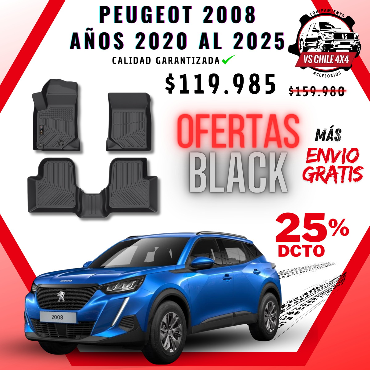 Pisos Calce Perfecto PEUGEOT 2008 años 2020 al 2025