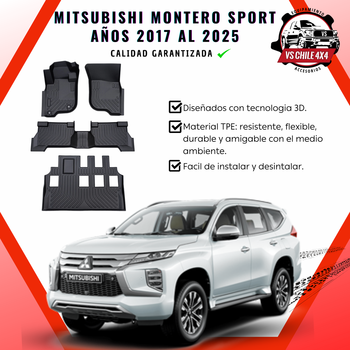Pisos Calce Perfecto Mitsubishi Montero Sport (2017 - 2025)
