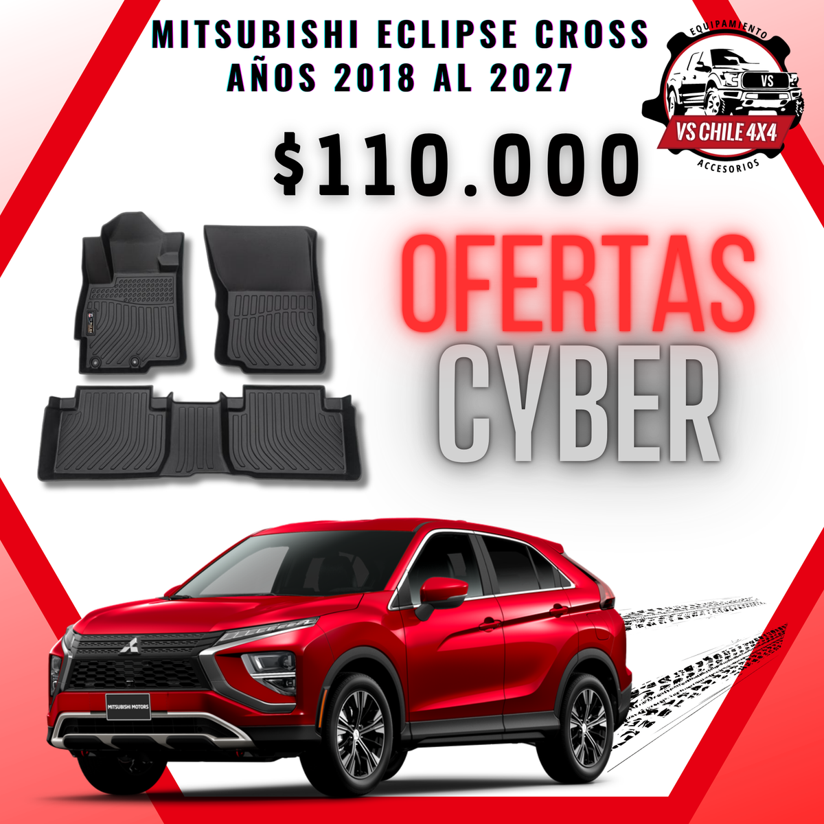 Pisos de Calce Perfecto Mitsubishi Eclipse Cross (2018–2027) — TPE 3D Premium