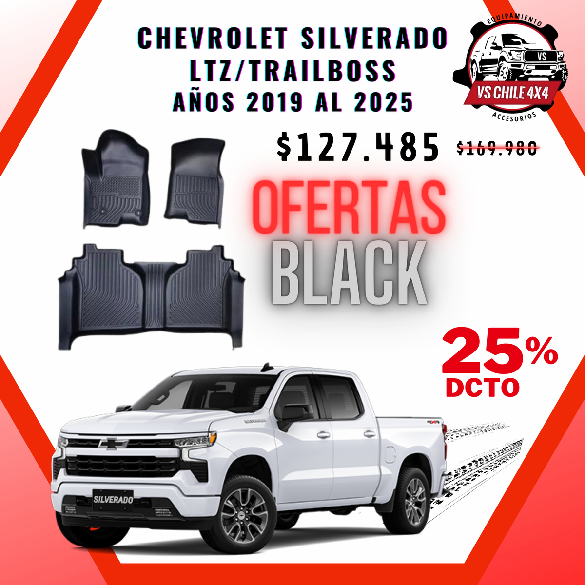 Pisos Calce Perfecto Chevrolet Silverado LTZ/TRAILBOSS 2019 al 2025