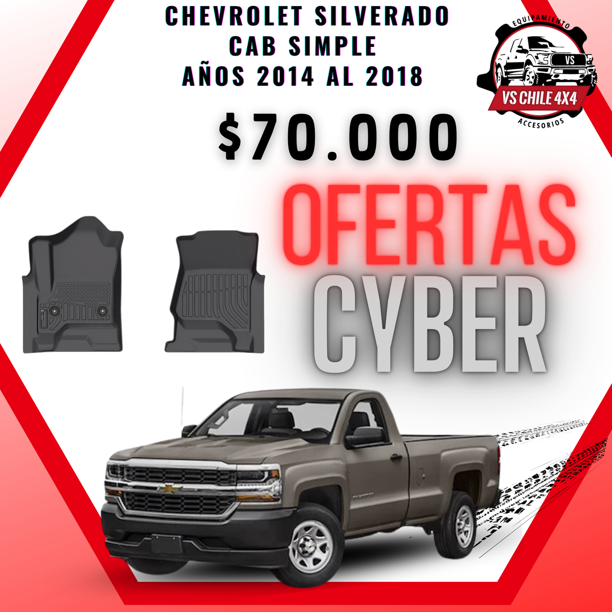 Pisos Calce Perfecto Chevrolet Silverado cabina simple 2014 al 2018