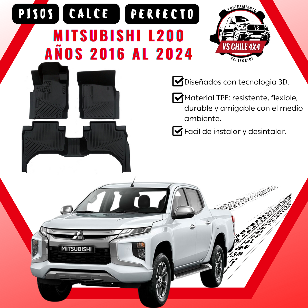 Pisos Calce Perfecto L200 WORK/TRITON / DAKAR años 2016 al 2024