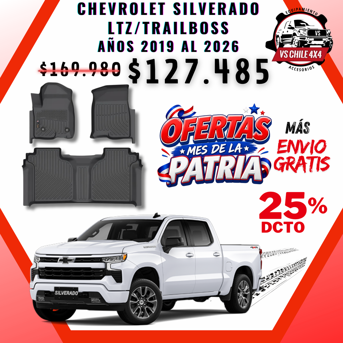 Pisos Calce Perfecto Chevrolet Silverado LTZ/TRAILBOSS 2019 al 2026