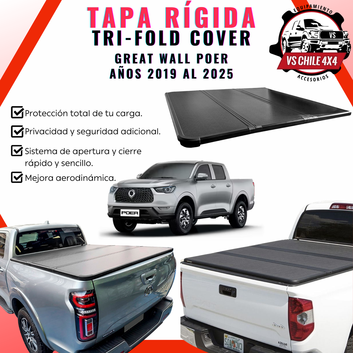 Tapa Plegable Rígida Great Wall Poer 2019 al 2025