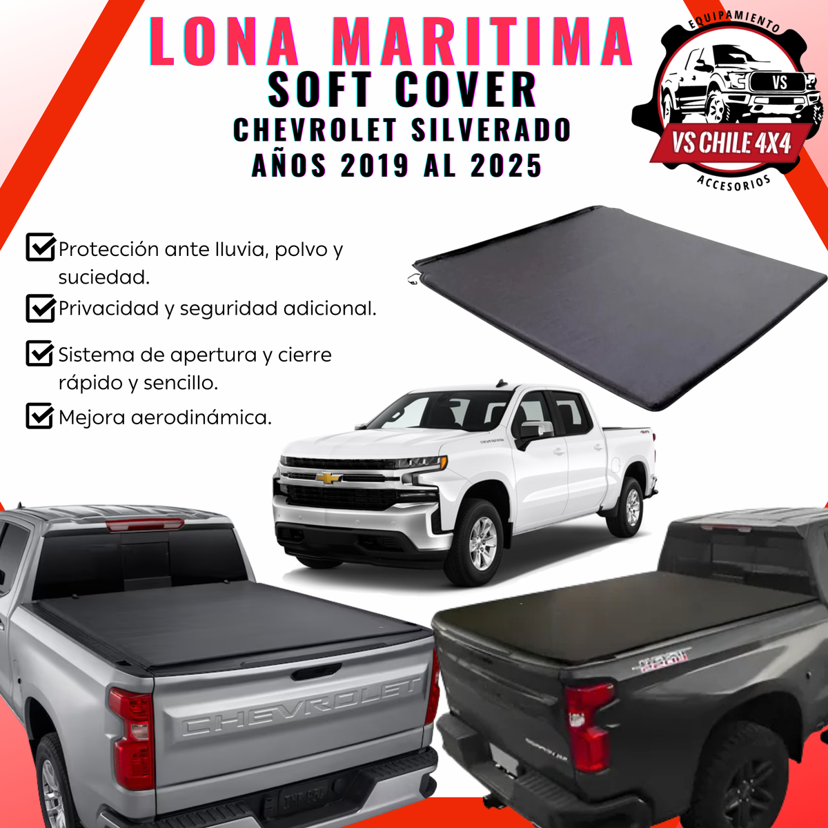 Lona Marítima Chevrolet Silverado años 2019–2025