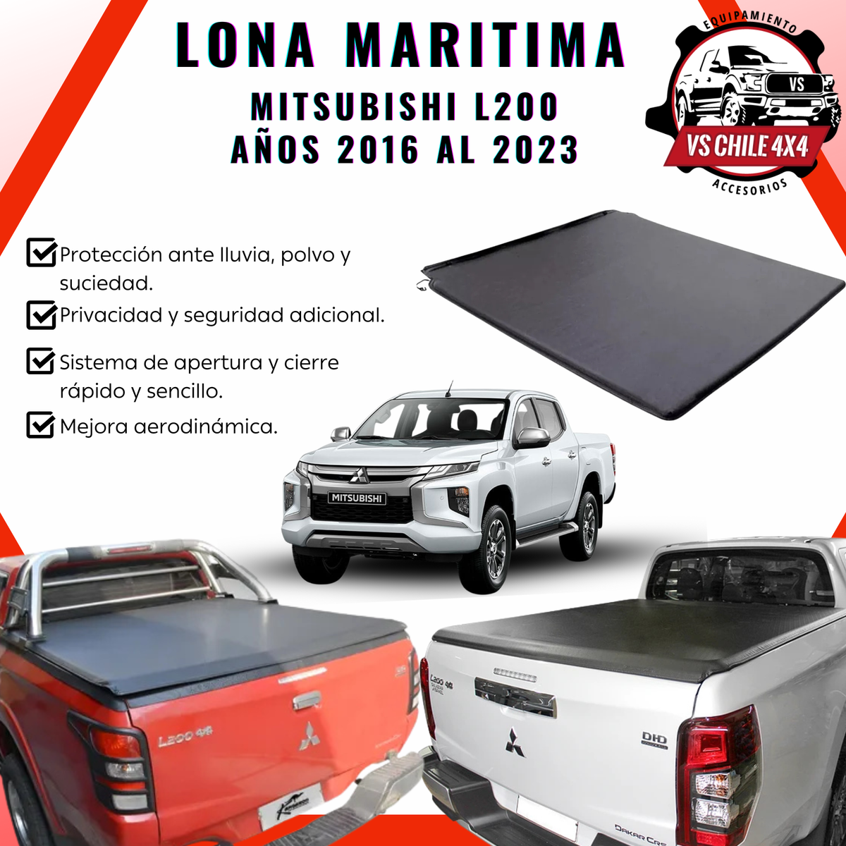 LONA MARÍTIMA PARA MITSUBISHI L200 (Años 2016 al 2023)