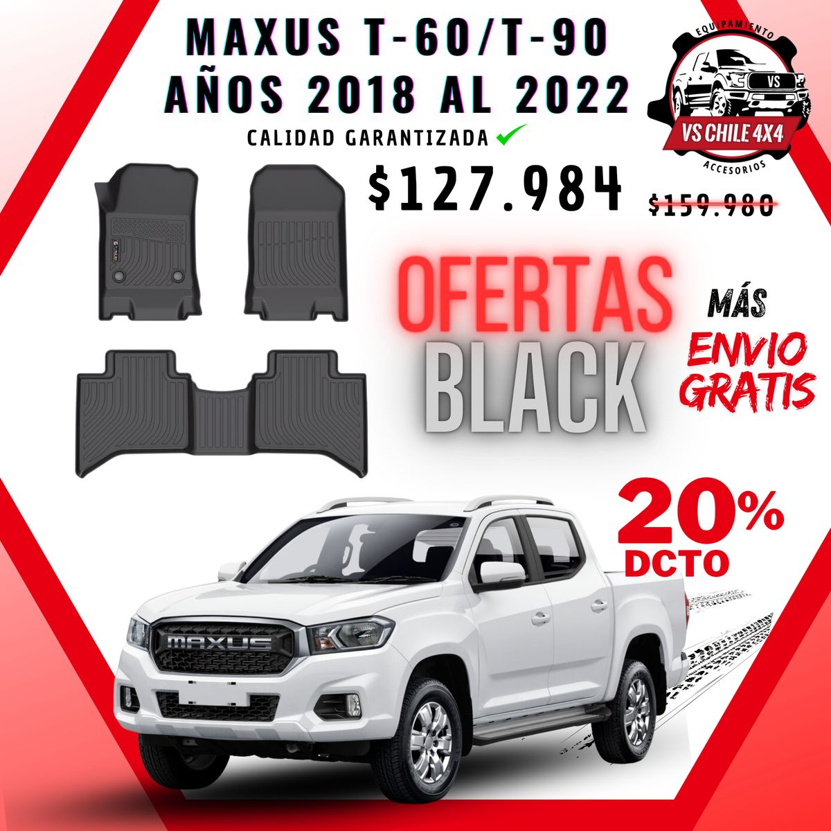 Pisos Calce Perfecto Maxus T60 / T90 Doble Cabina (2018 - 2022)