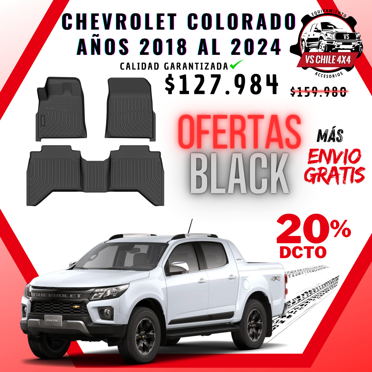 Pisos Calce Perfecto Chevrolet Colorado 2018 al 2024