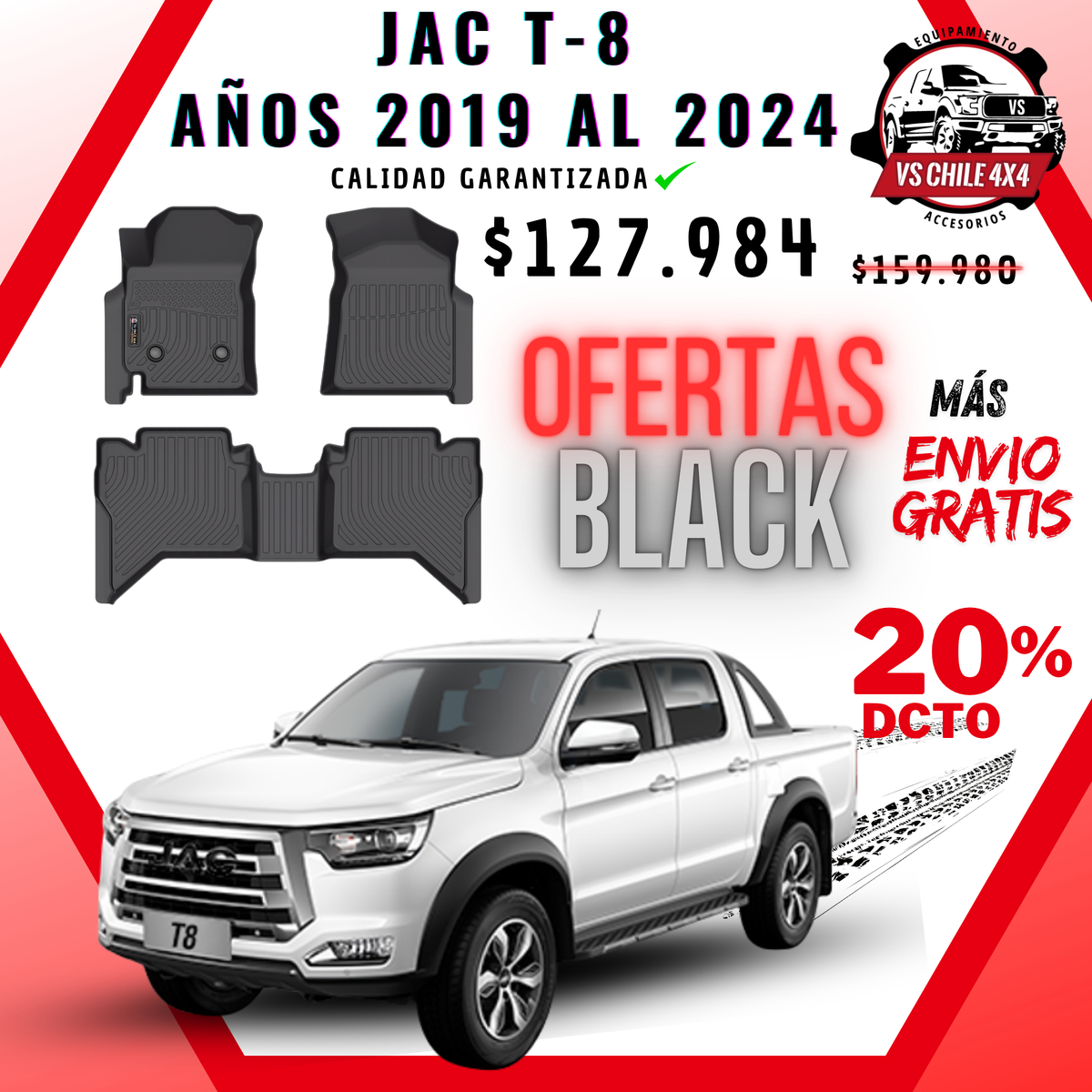 Pisos Calce Perfecto JAC T8 T-8 2019 al 2024