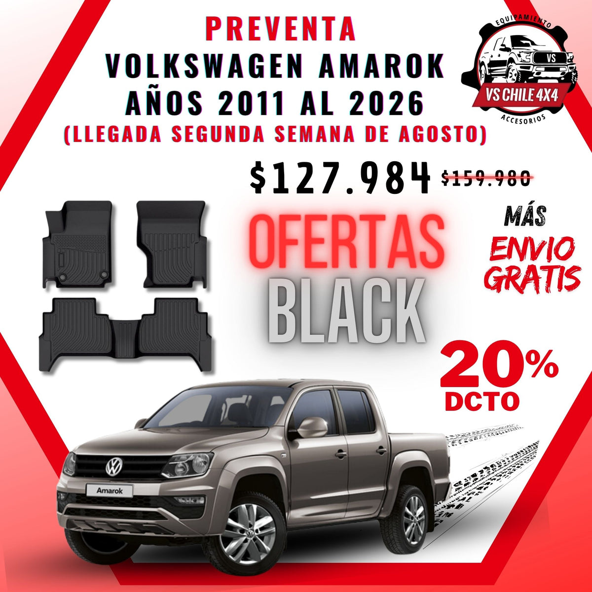 (PREVENTA) Pisos Calce Perfecto Volkswagen Amarok años 2011 al 2026