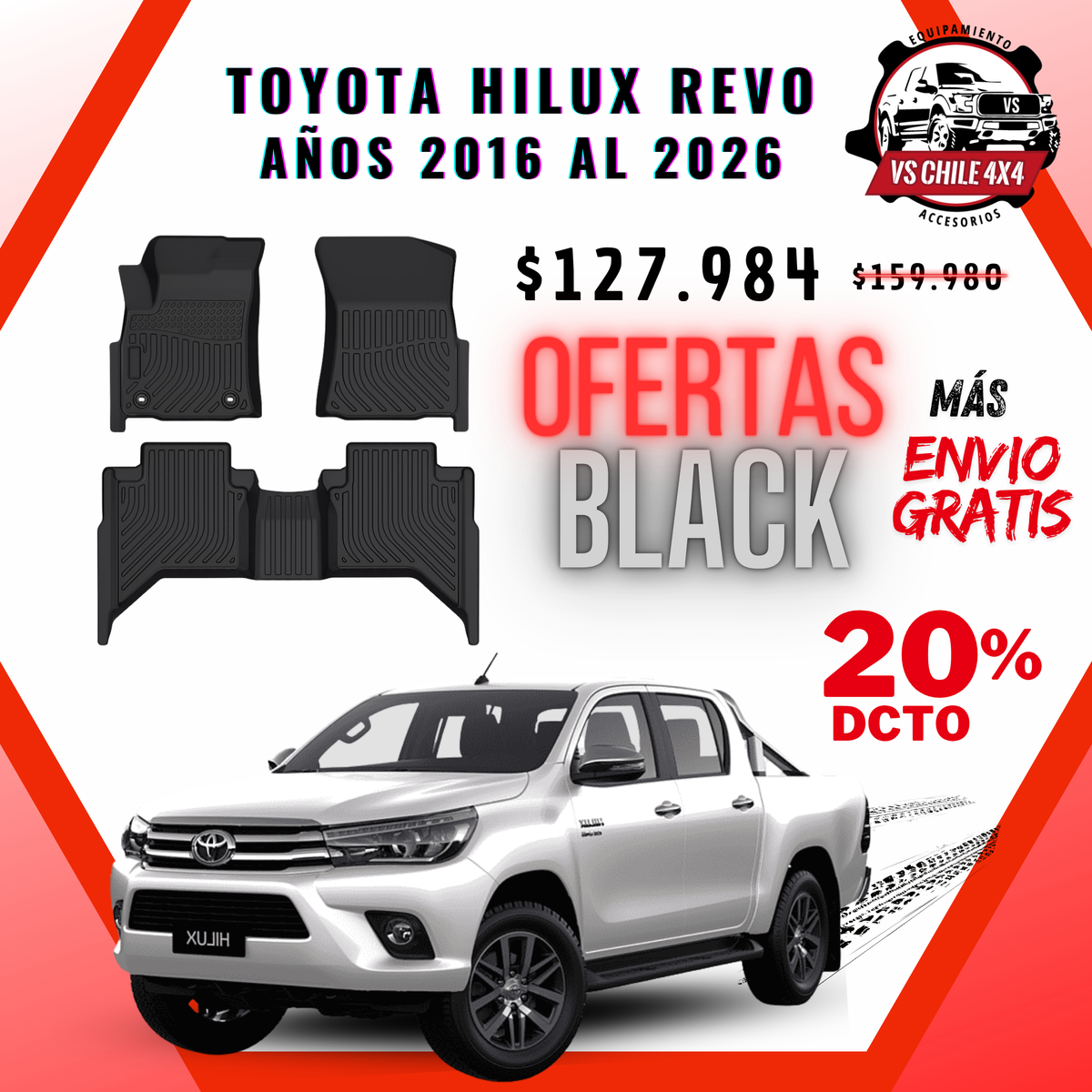 Pisos Calce Perfecto Toyota Hilux años 2016 - 2026