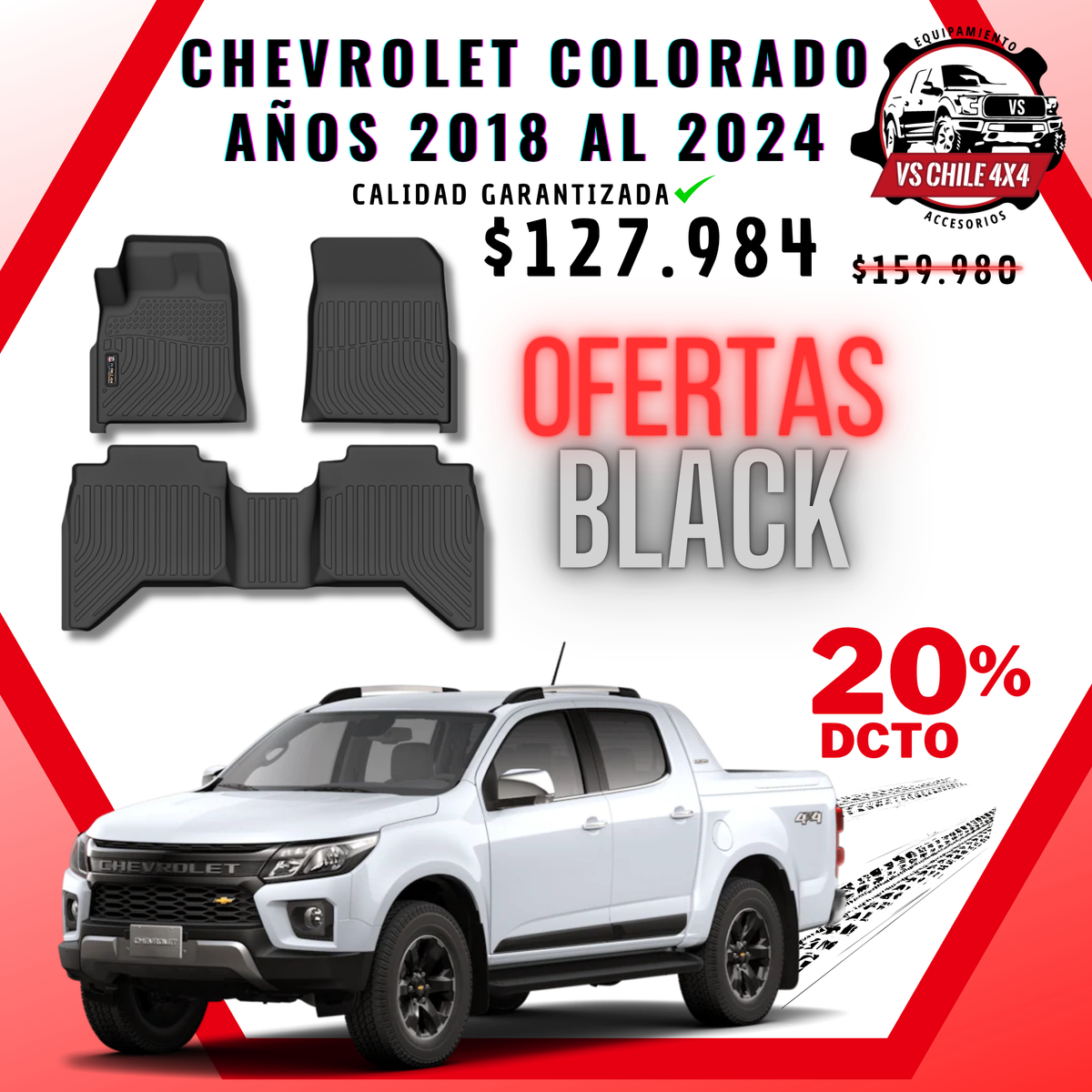 Pisos Calce Perfecto Chevrolet Colorado 2018 al 2024