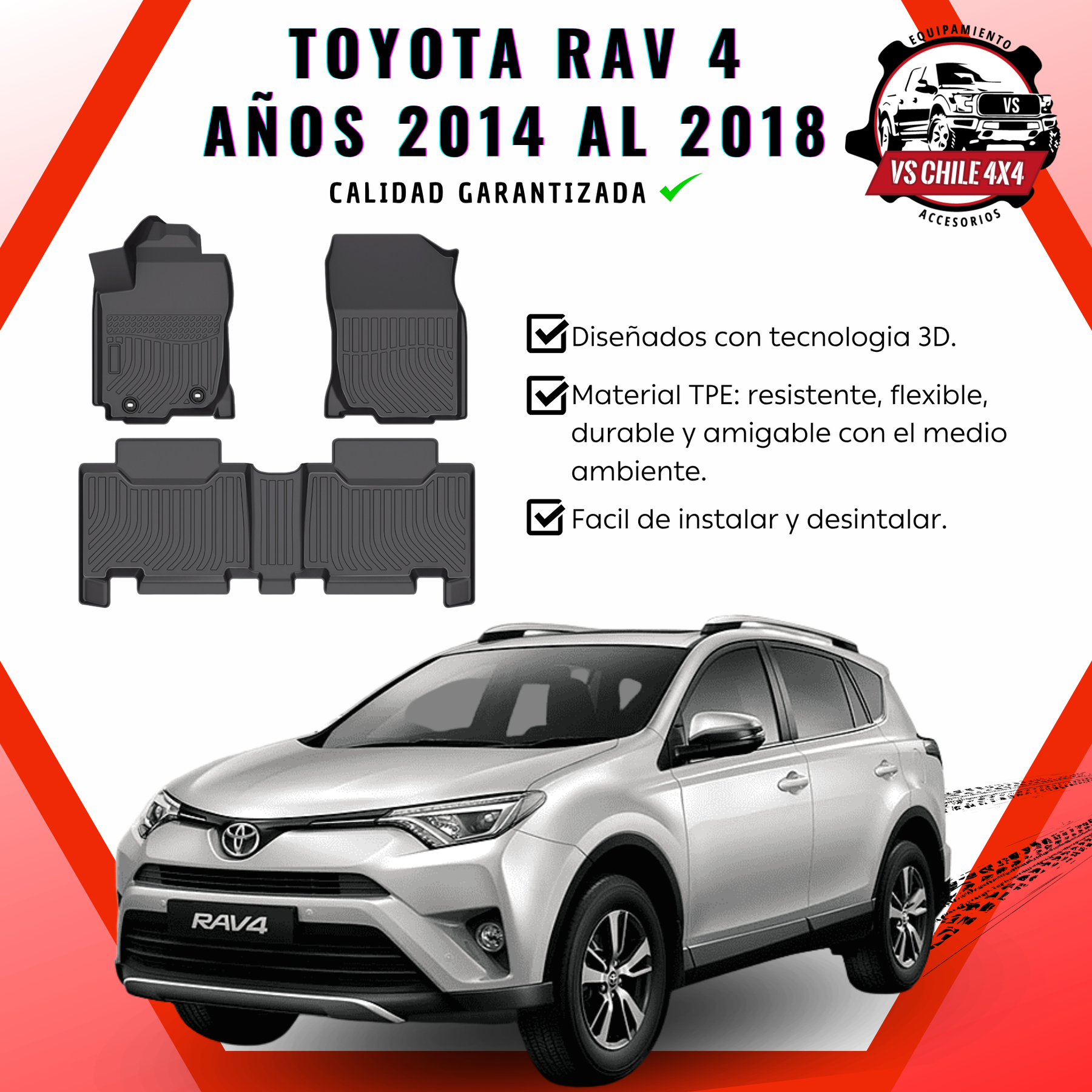 Pisos Calce Perfecto Toyota RAV4 RAV 4 años 2014 al 2018