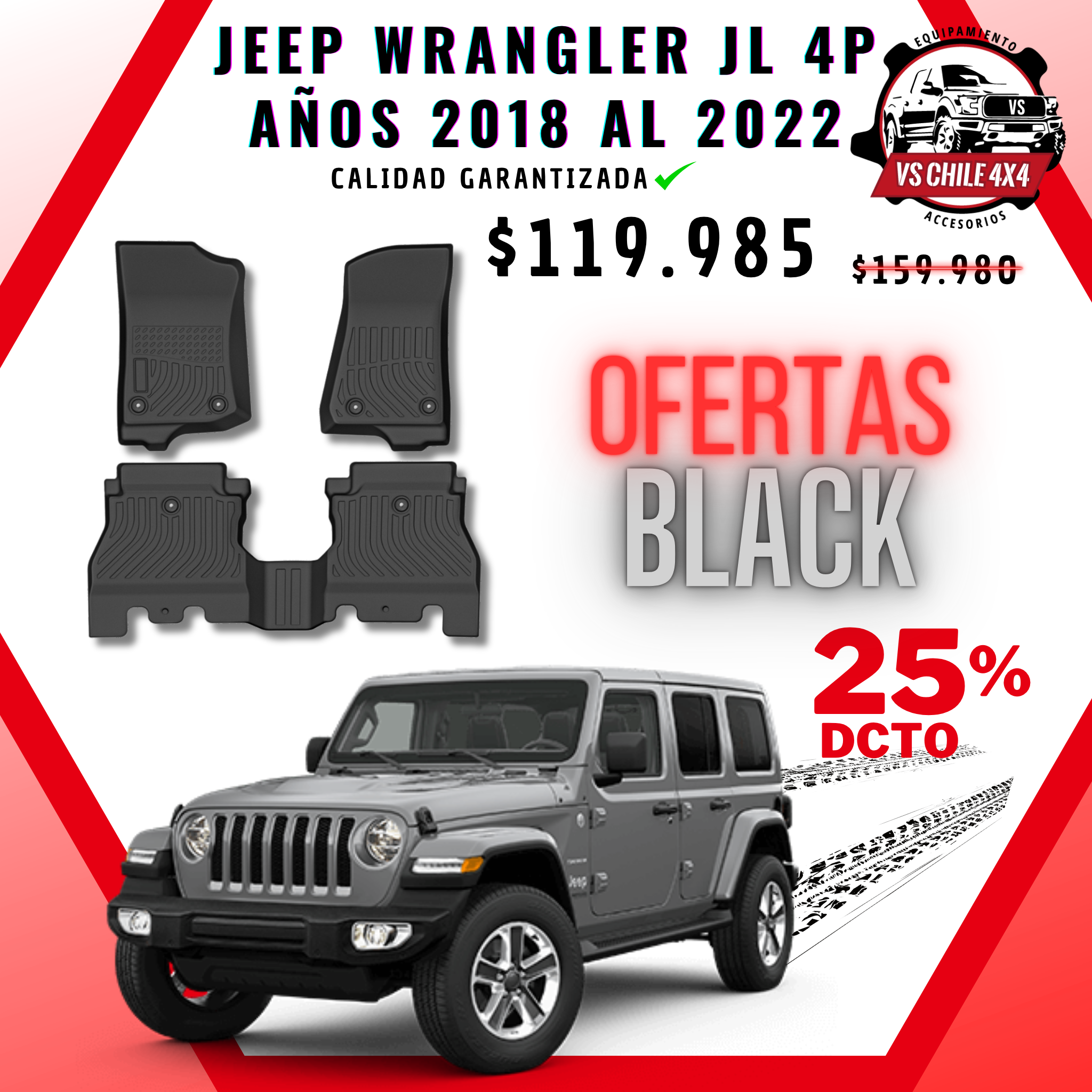 Pisos Calce Perfecto JEEP Wrangler JL años 2018 al 2022