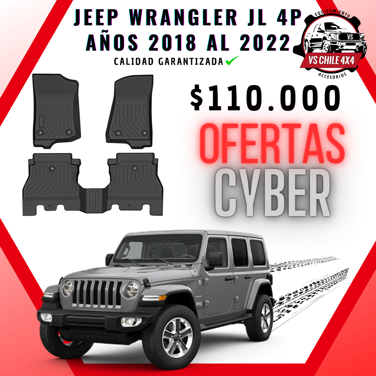Pisos Calce Perfecto JEEP Wrangler JL años 2018 al 2022