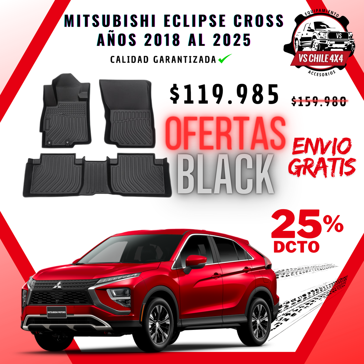 Pisos de Calce Perfecto Mitsubishi Eclipse Cross (2018–2025) — TPE 3D Premium